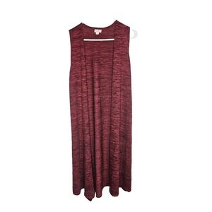LuLaRoe Women's Sleeveless Open Front Cardigan Vest Red‎ Heathered Size Small